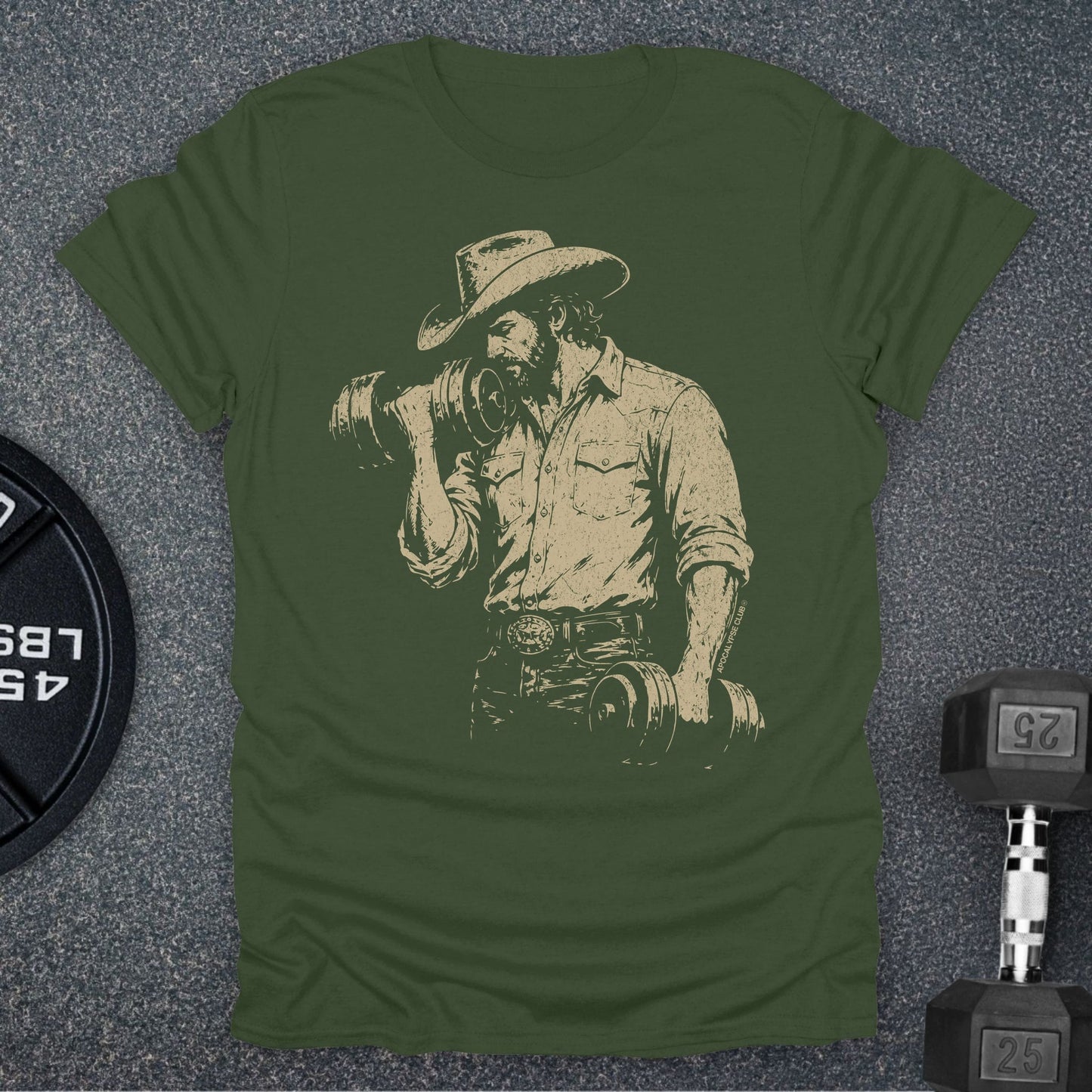 Apocalypse Club Cowboy Iron Military Green gym t-shirt