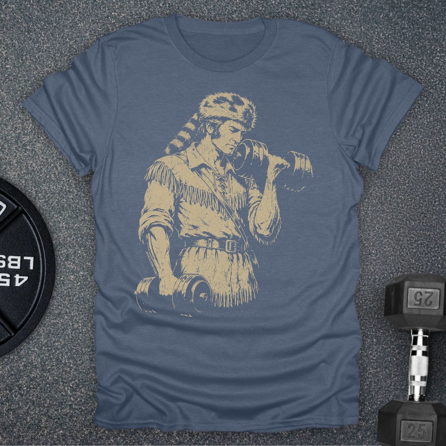 Apocalypse Club Crockett Iron Heather Indigo gym t-shirt