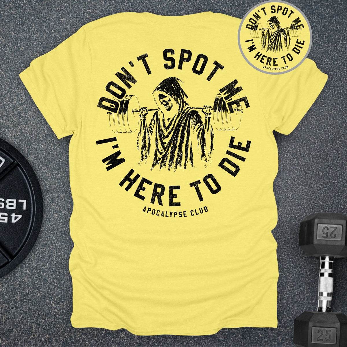 Apocalypse Club Don't Spot Me Crest Club Cornsilk gym t-shirt