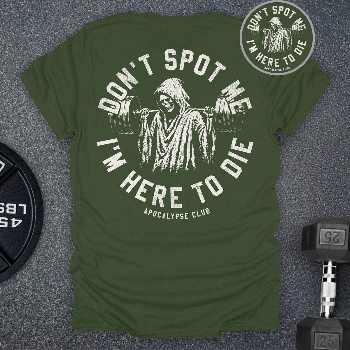 Apocalypse Club Don't Spot Me Crest Club Military Green gym t-shirt
