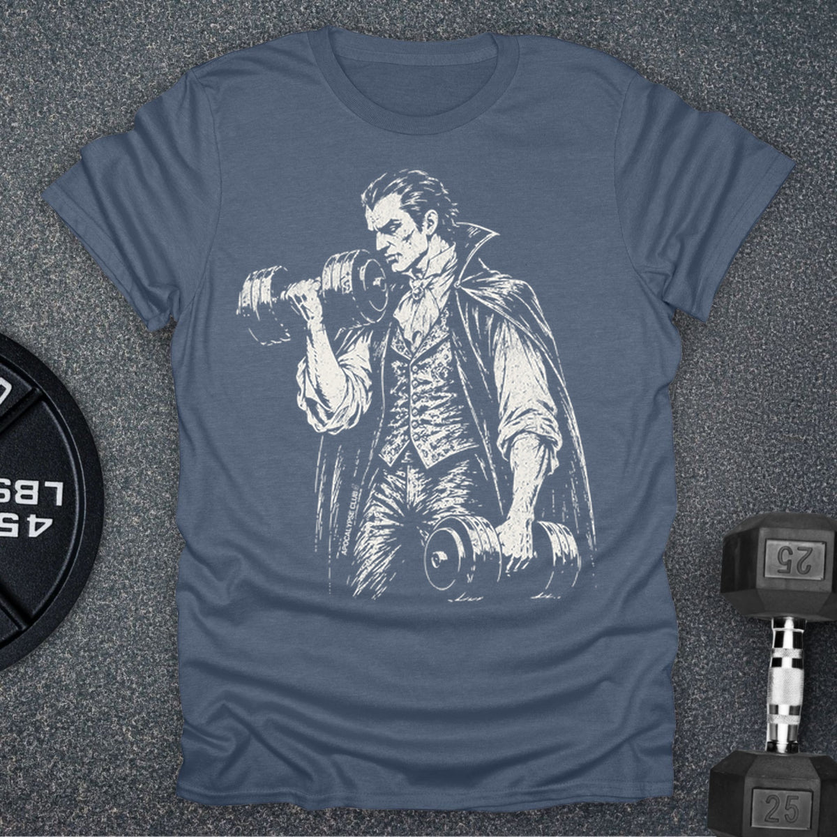 Apocalypse Club Dracula Iron Heather Indigo gym t-shirt