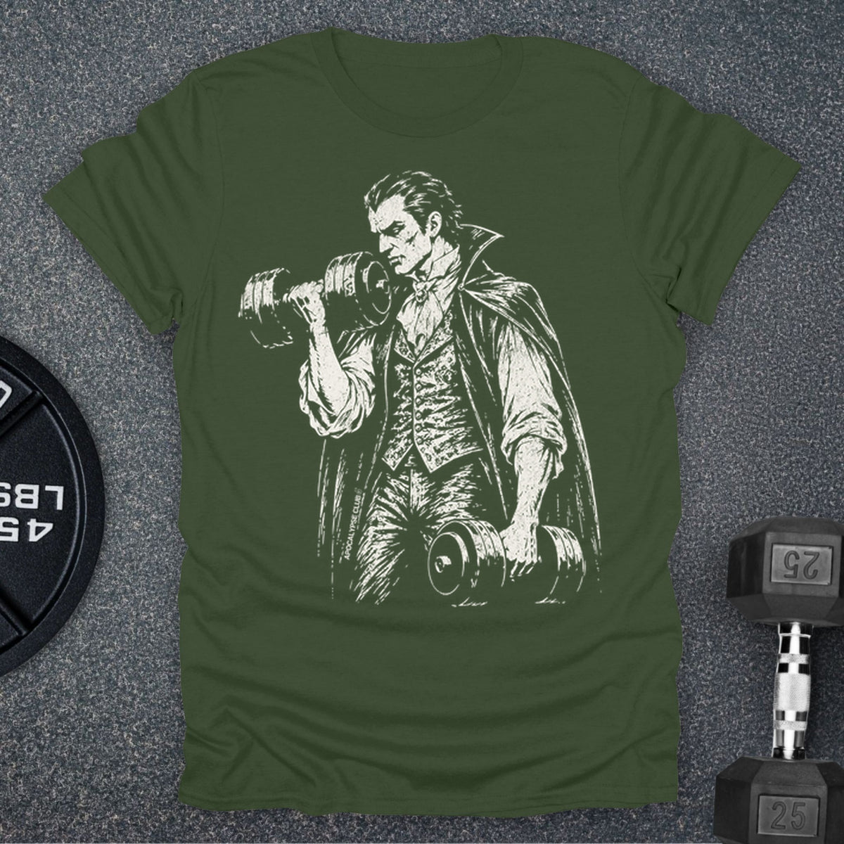 Apocalypse Club Dracula Iron Military Green gym t-shirt