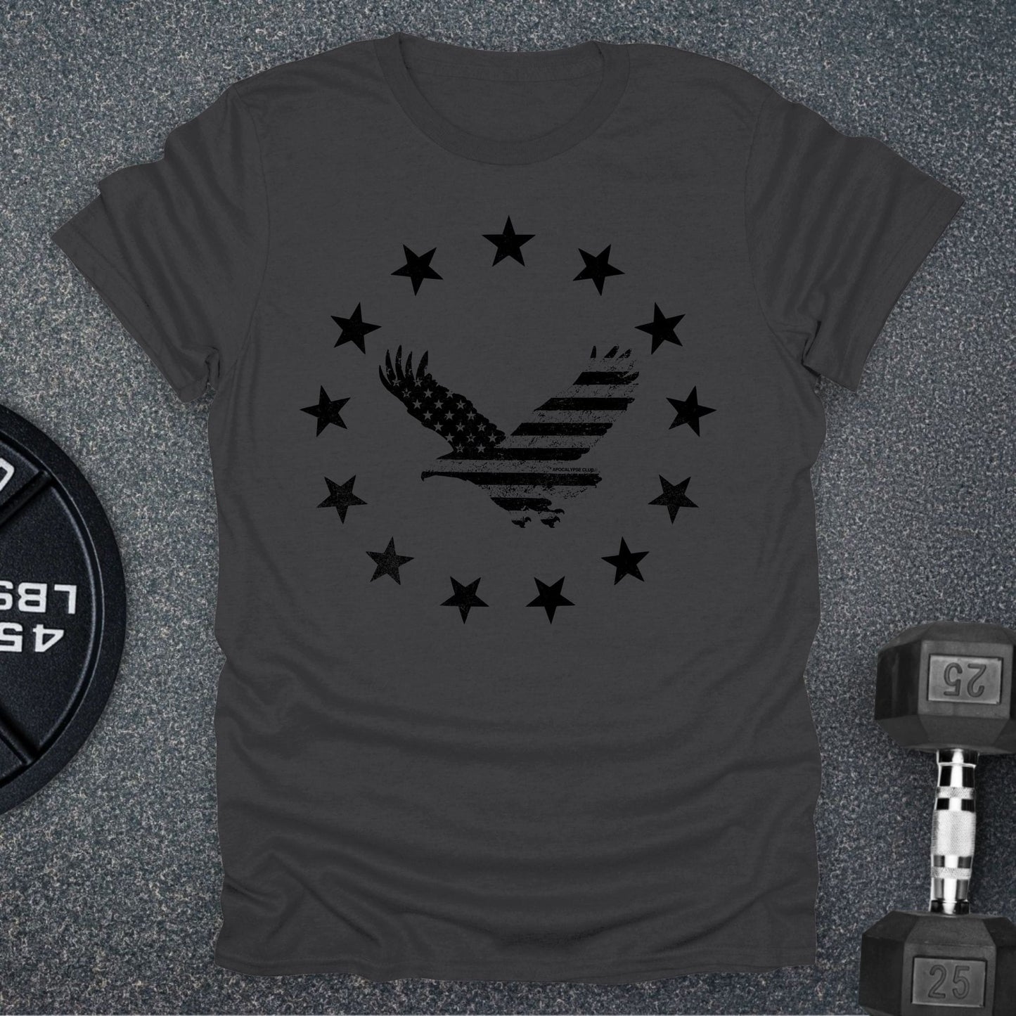 Apocalypse Club Eagle Republic Charcoal gym t-shirt