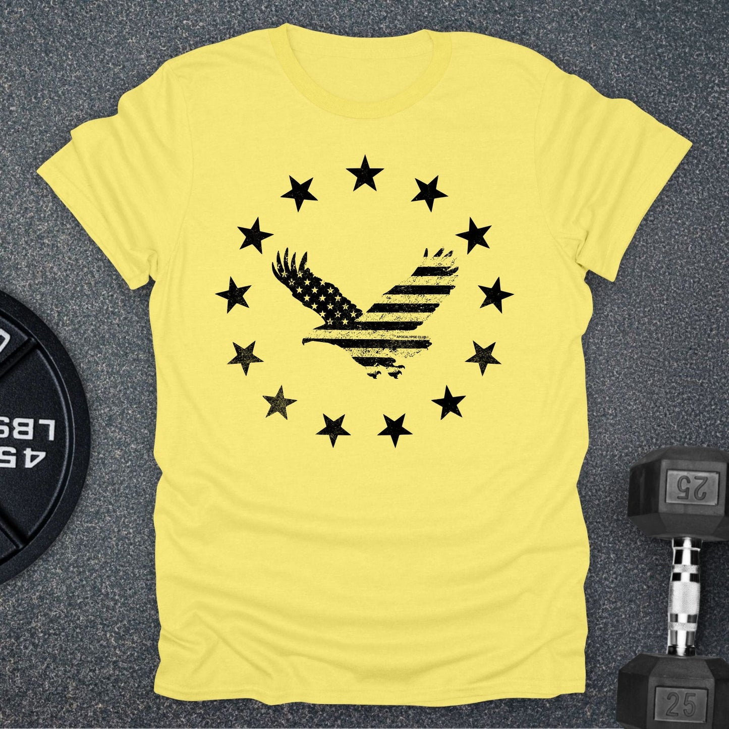 Apocalypse Club Eagle Republic Cornsilk gym t-shirt