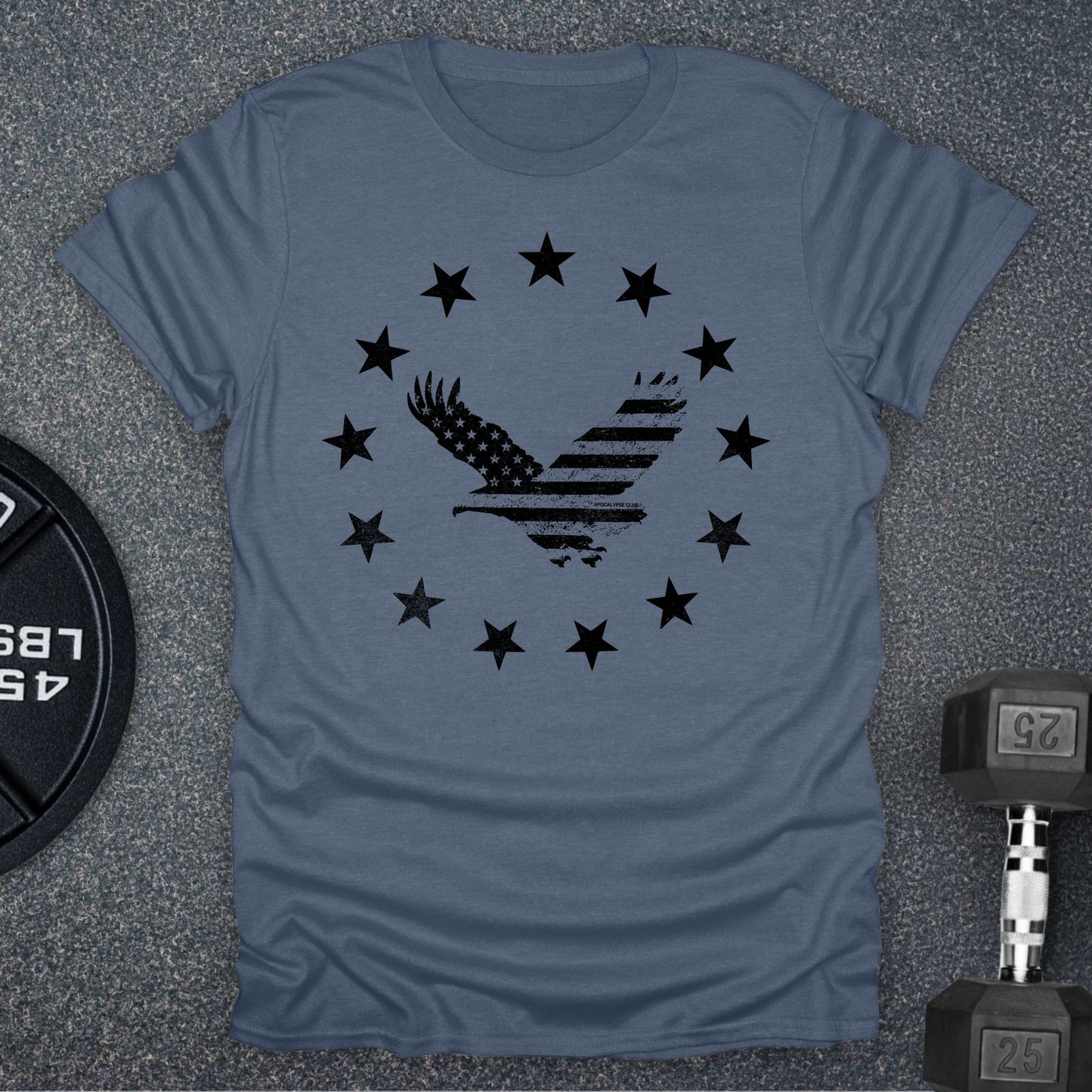 Apocalypse Club Eagle Republic Heather Indigo gym t-shirt
