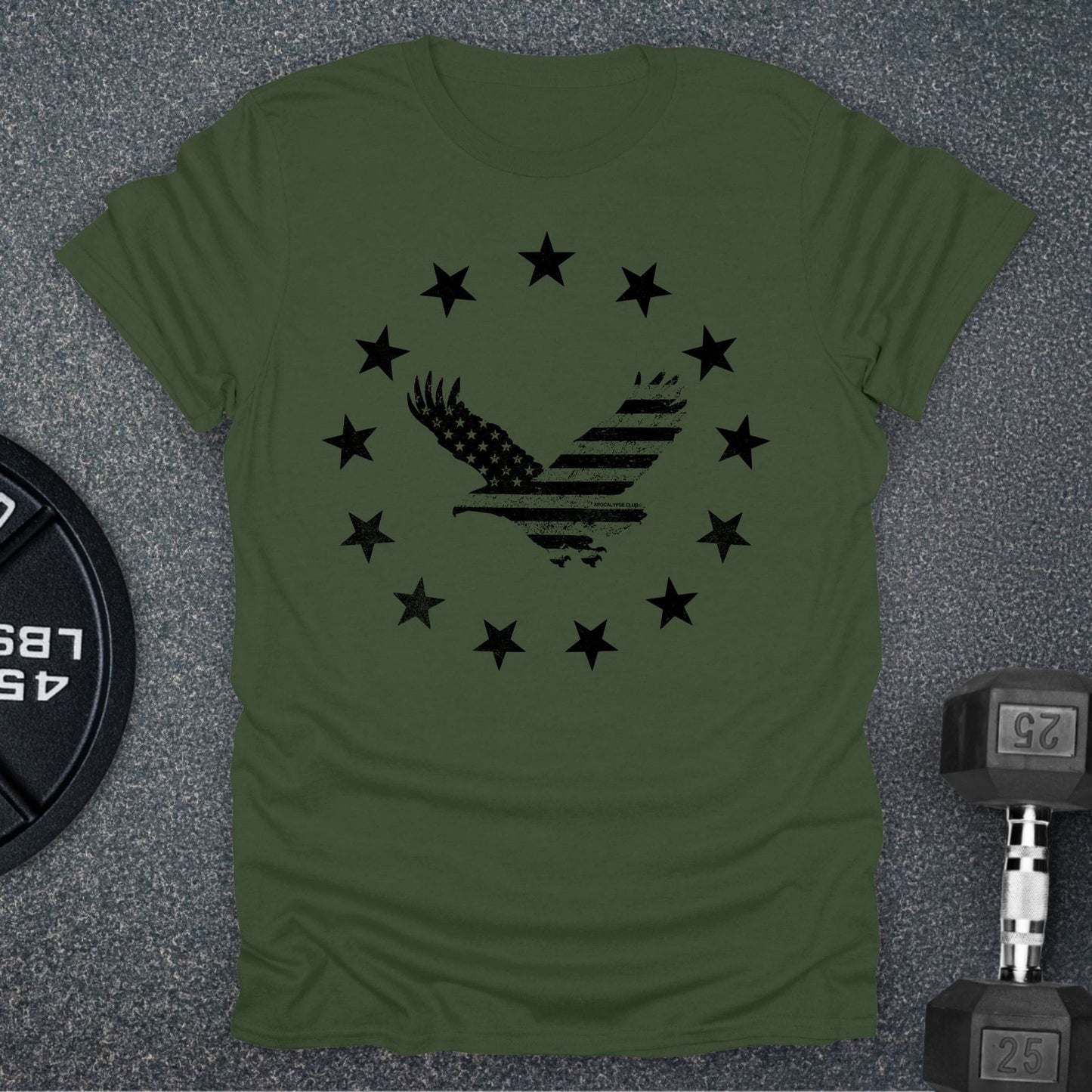 Apocalypse Club Eagle Republic Military Green gym t-shirt