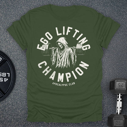 Apocalypse Club Ego Lifting Champion Military Green gym t-shirt