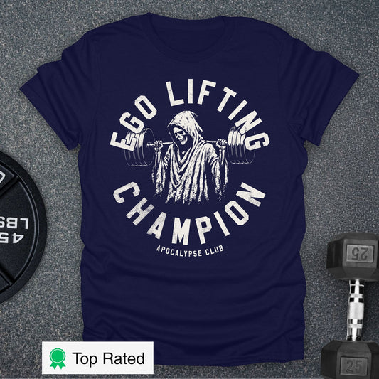 Apocalypse Club Ego Lifting Champion Navy gym t-shirt