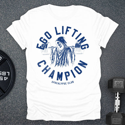 Apocalypse Club Ego Lifting Champion White gym t-shirt