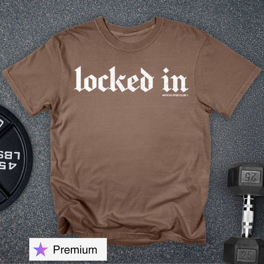 Apocalypse Club Fall Locked In Premium Espresso gym t-shirt