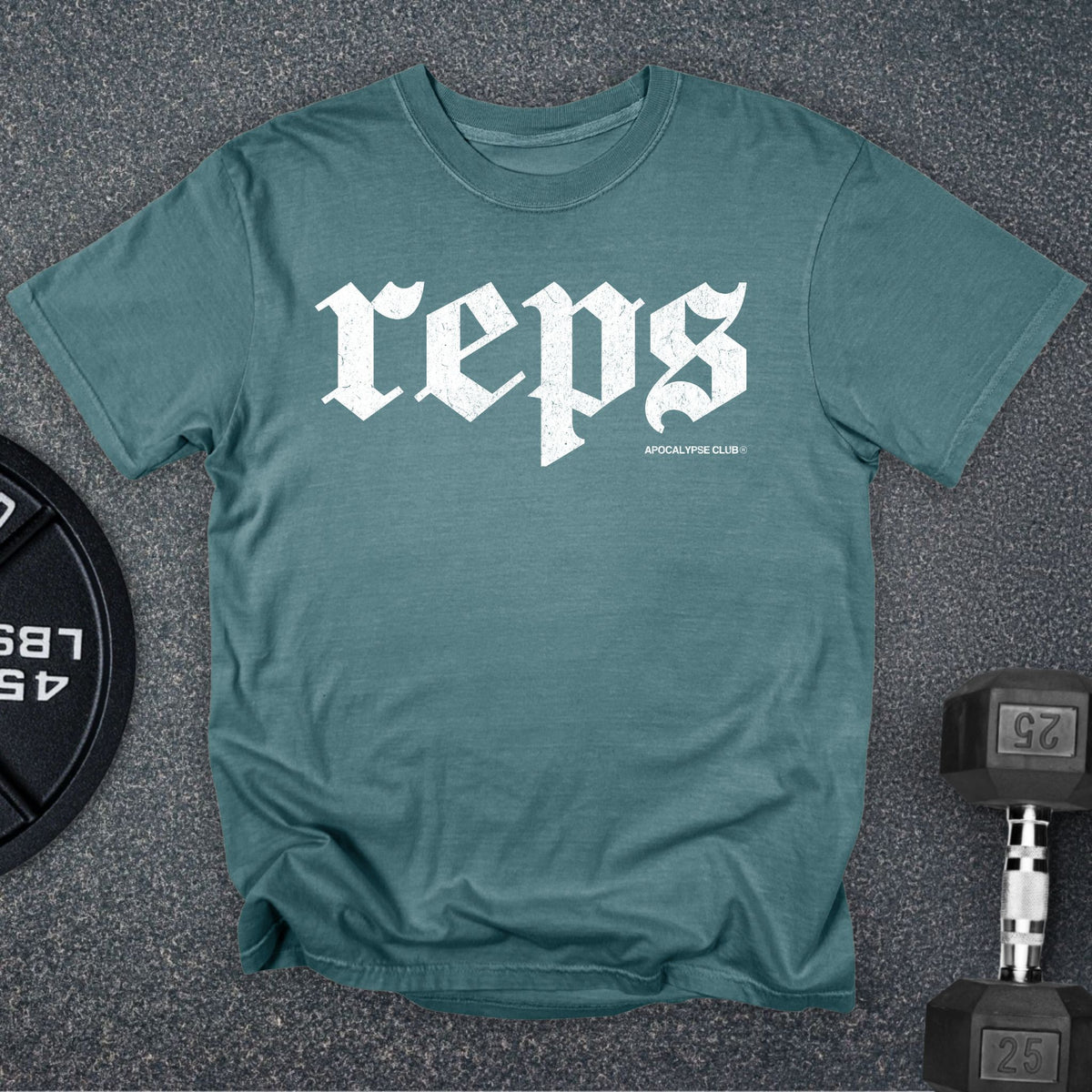 Apocalypse Club Fall Reps Premium Blue Spruce gym t-shirt
