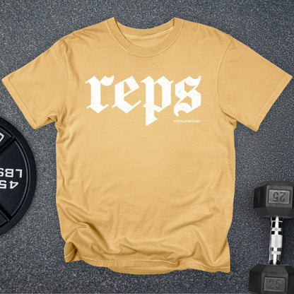 Apocalypse Club Fall Reps Premium Mustard gym t-shirt
