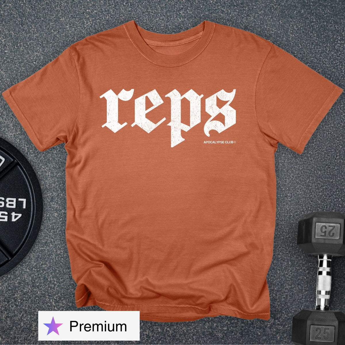 Apocalypse Club Fall Reps Premium Yam gym t-shirt