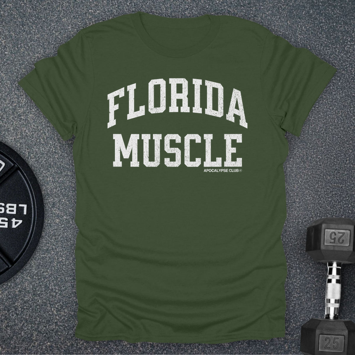 Apocalypse Club Florida Muscle Military Green gym t-shirt