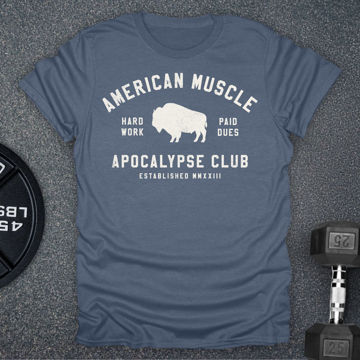 Apocalypse Club Heartland Heather Indigo gym t-shirt