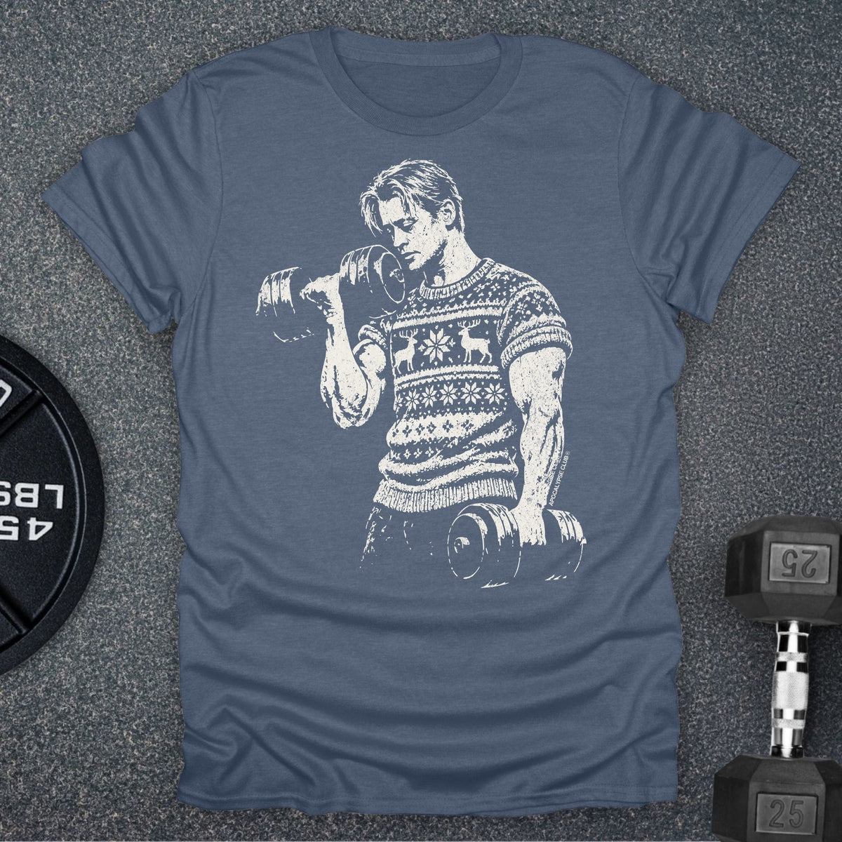 Apocalypse Club Home Lifting Alone Heather Indigo gym t-shirt
