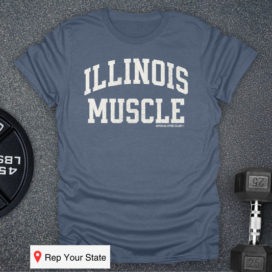 Apocalypse Club Illinois Muscle Heather Indigo gym t-shirt