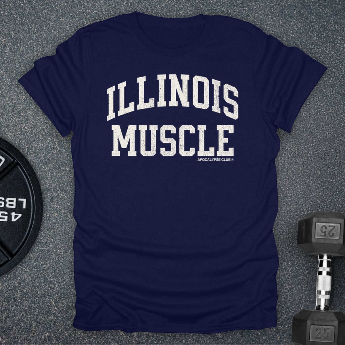 Apocalypse Club Illinois Muscle Navy gym t-shirt