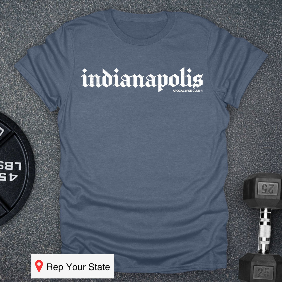 Apocalypse Club Indianapolis Heather Indigo gym t-shirt