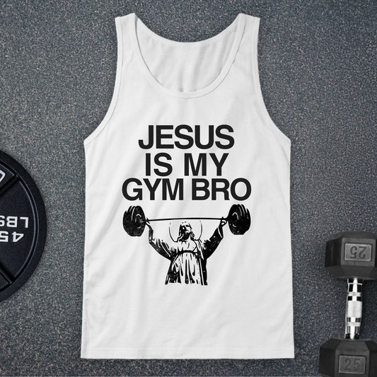 Jesus Is My Gym Bro Muscle Tank White - Apocalypse Club