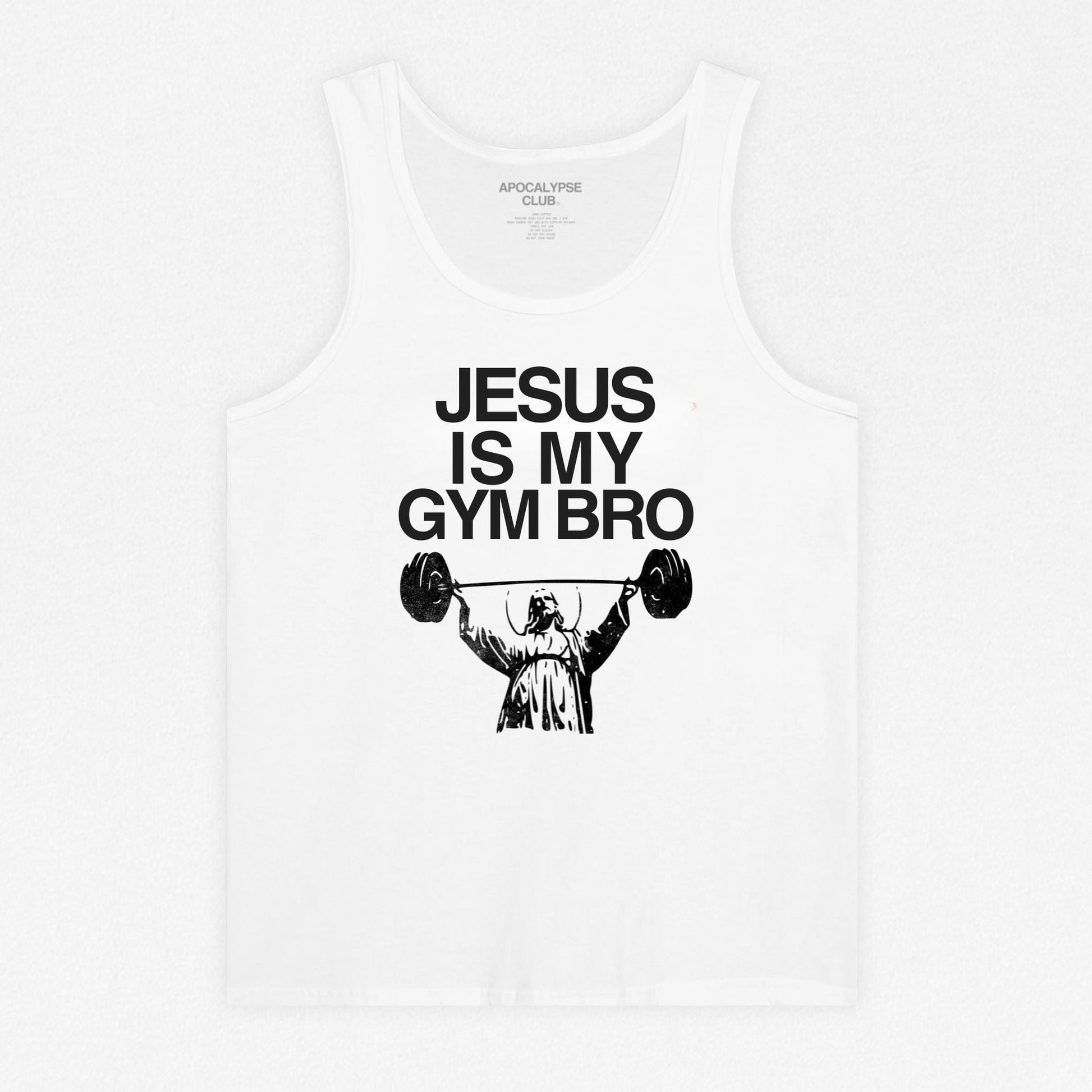 Jesus Is My Gym Bro Muscle Tank White - Apocalypse Club