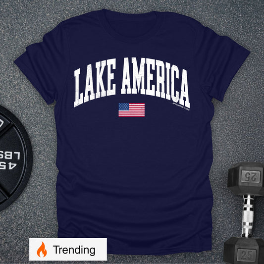 Apocalypse Club Lake America Flag Navy gym t-shirt