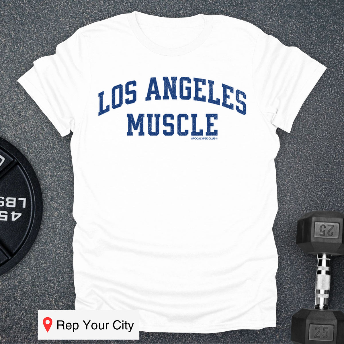 Apocalypse Club Los Angeles Muscle White gym t-shirt