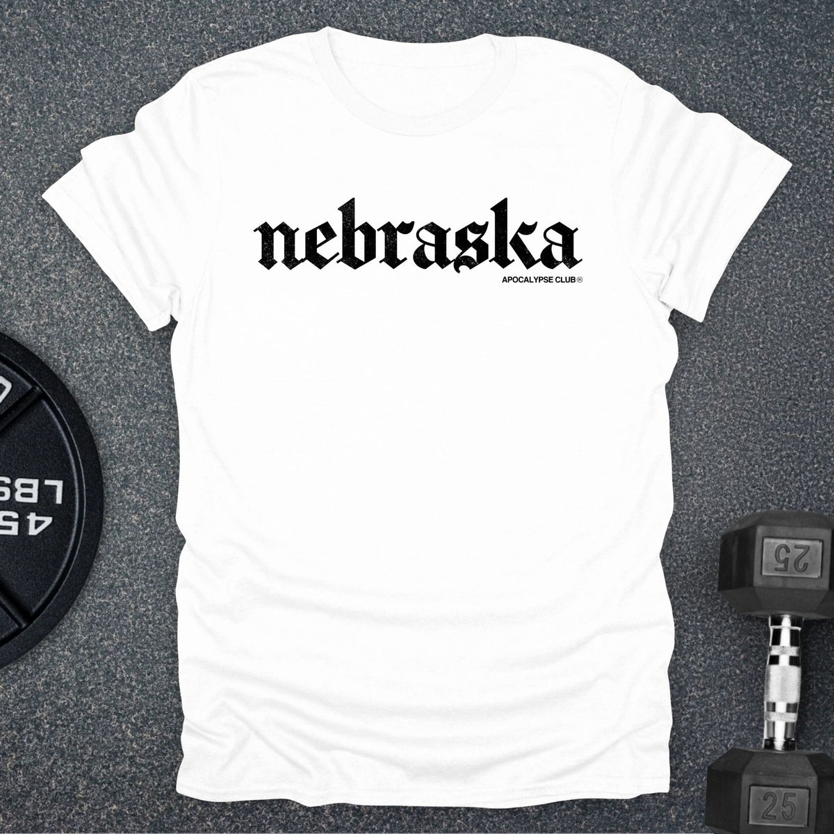 Apocalypse Club Nebraska White gym t-shirt