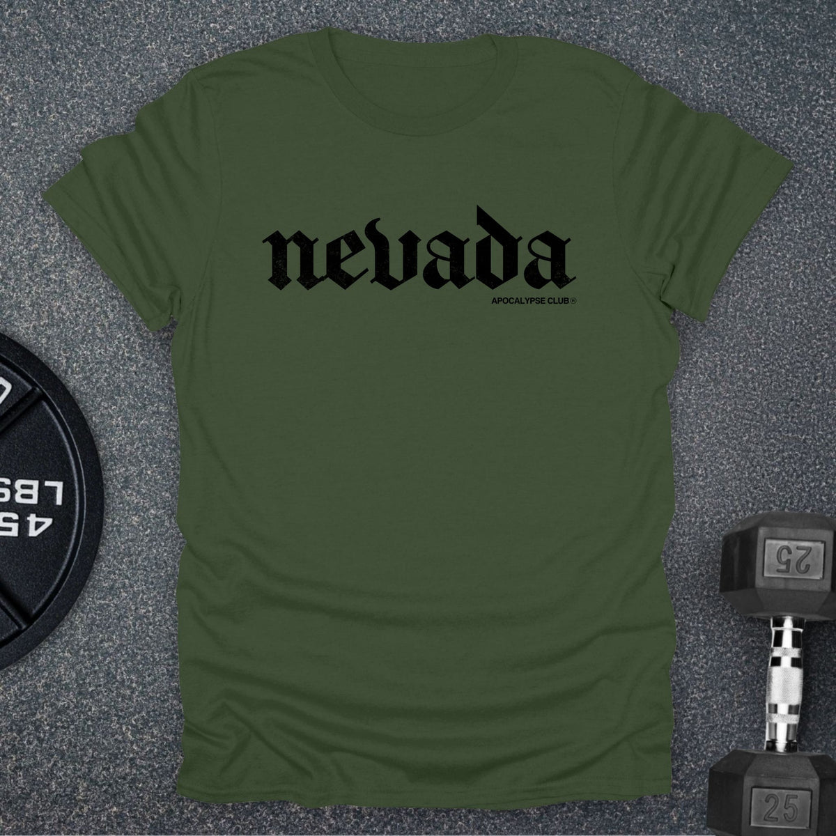 Apocalypse Club Nevada Military Green gym t-shirt