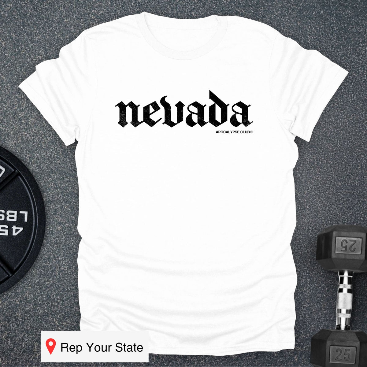 Apocalypse Club Nevada White gym t-shirt