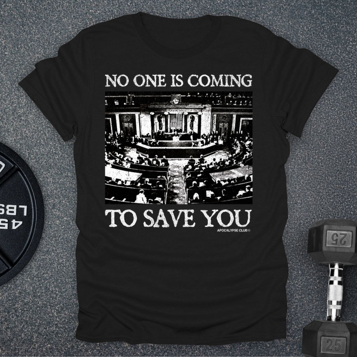 Apocalypse Club No One Is Coming Black gym t-shirt