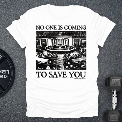 Apocalypse Club No One Is Coming White gym t-shirt
