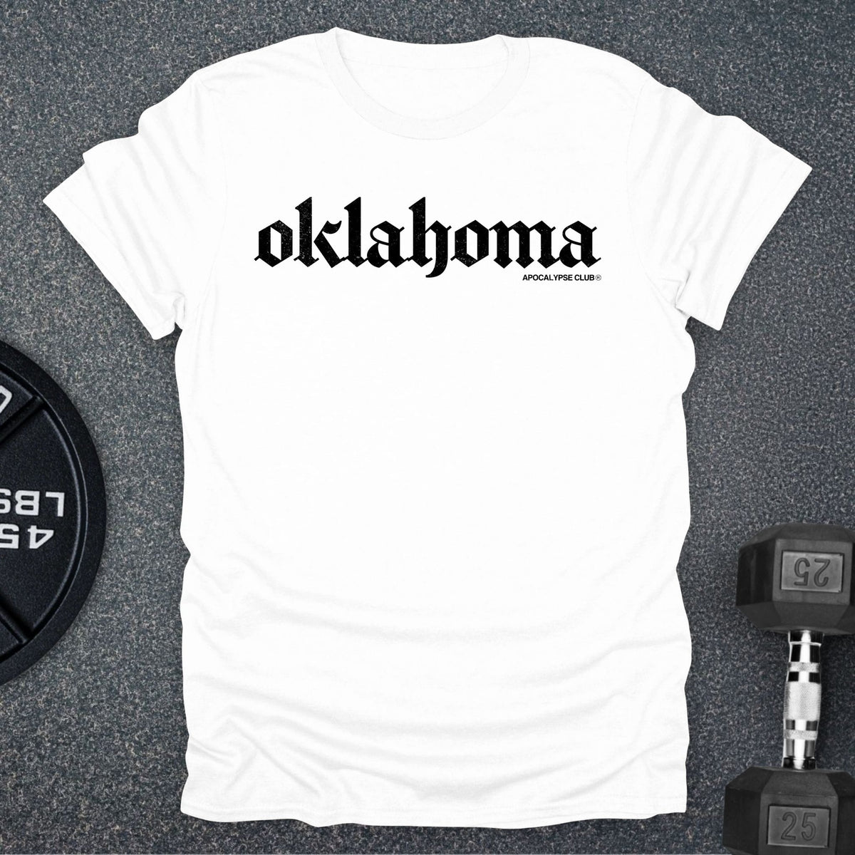 Apocalypse Club Oklahoma White gym t-shirt