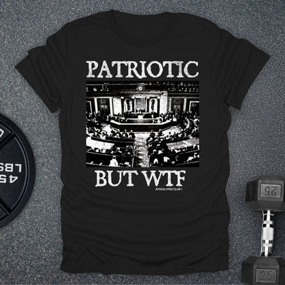 Apocalypse Club Patriotic But WTF Black gym t-shirt