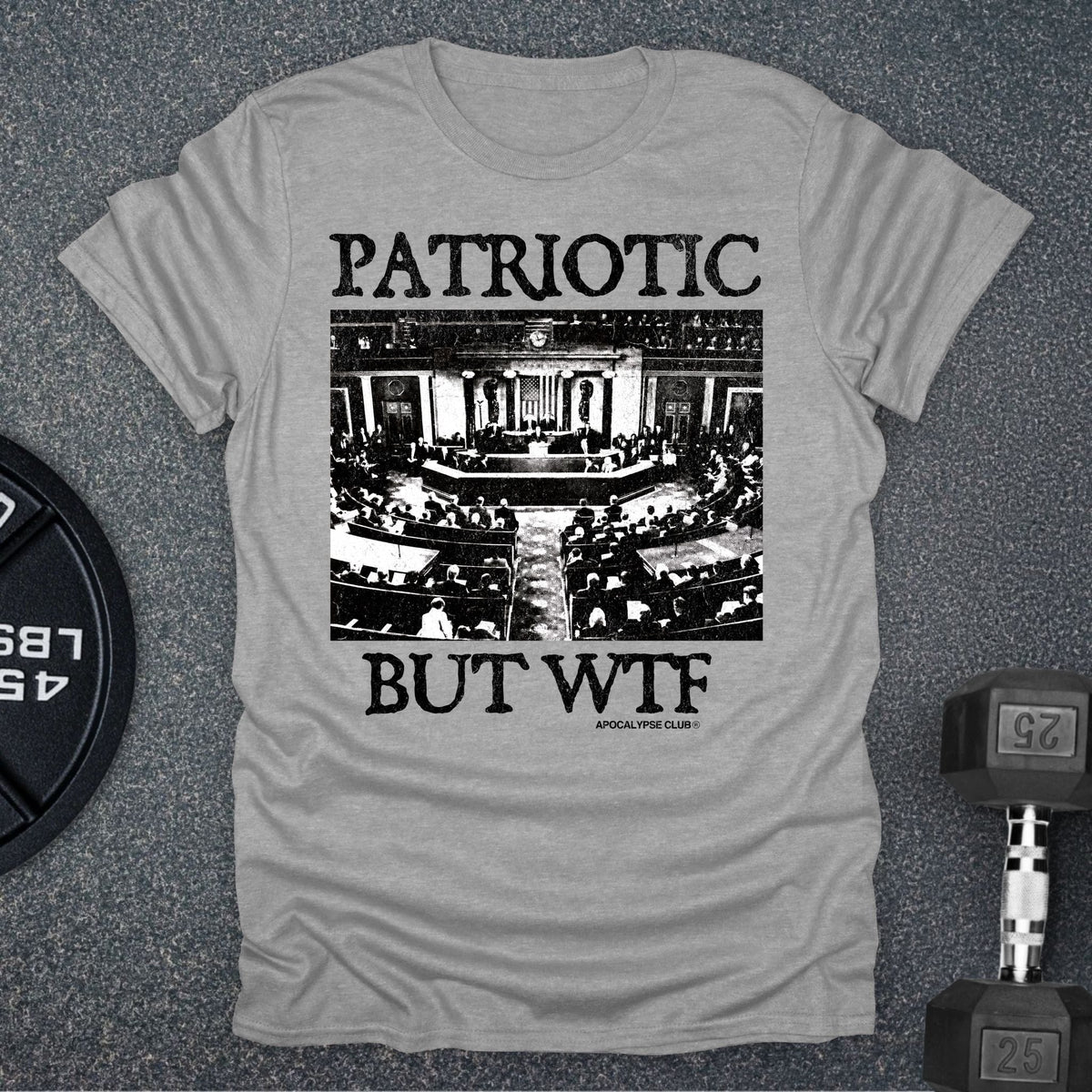 Apocalypse Club Patriotic But WTF Sport Grey gym t-shirt