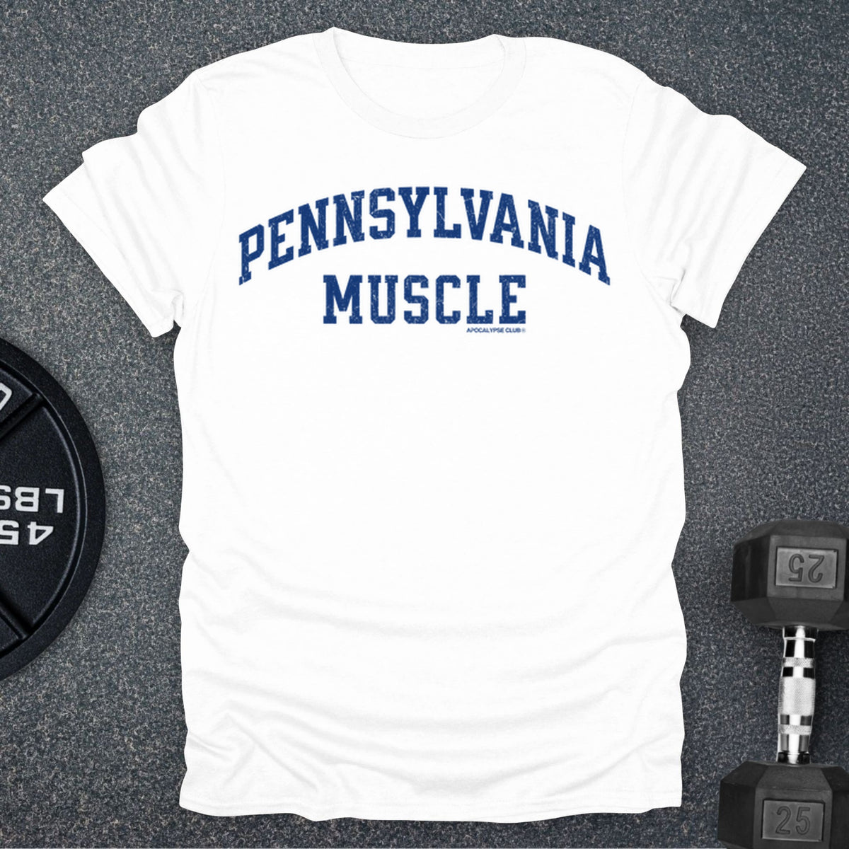 Apocalypse Club Pennsylvania Muscle White gym t-shirt