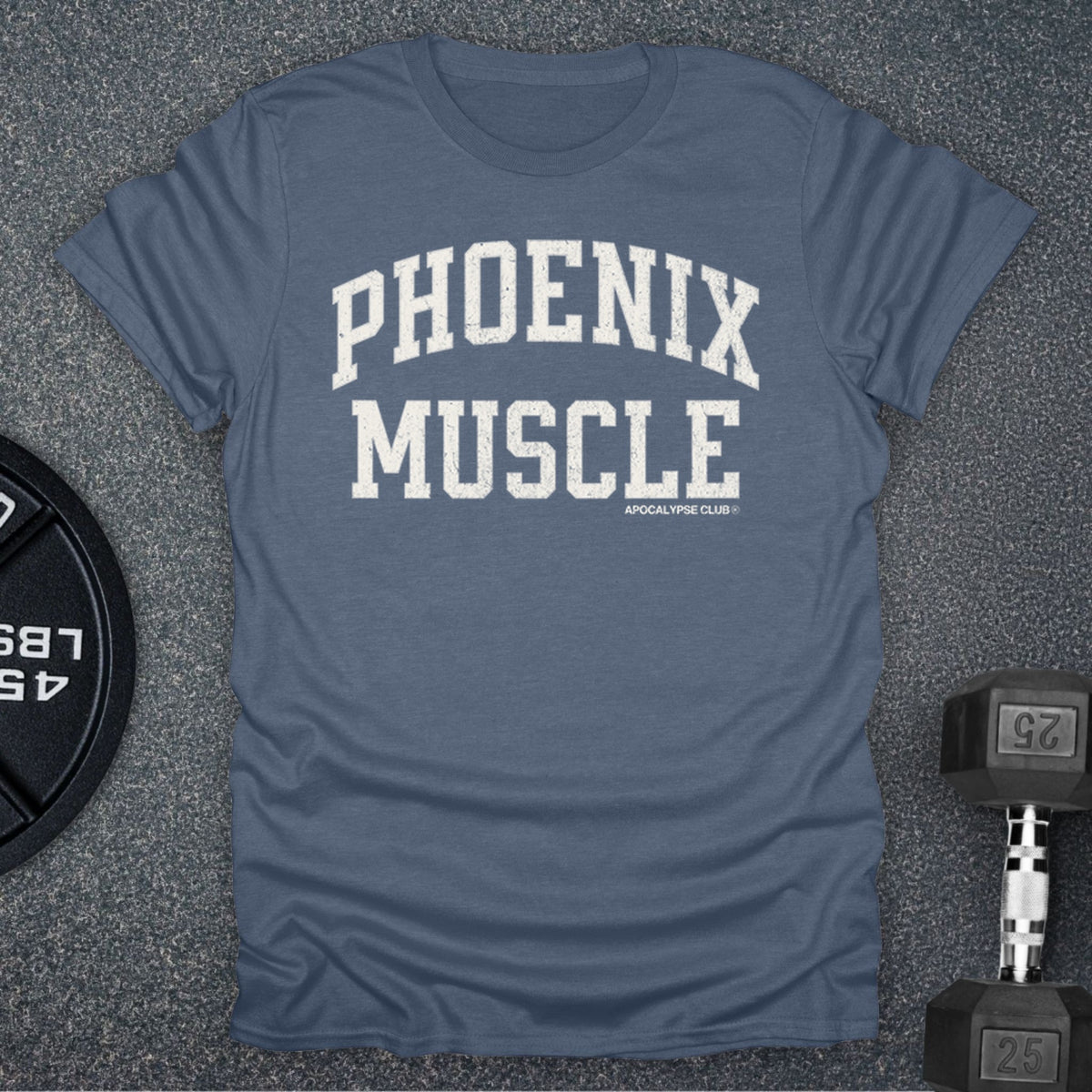 Apocalypse Club Phoenix Muscle Heather Indigo gym t-shirt
