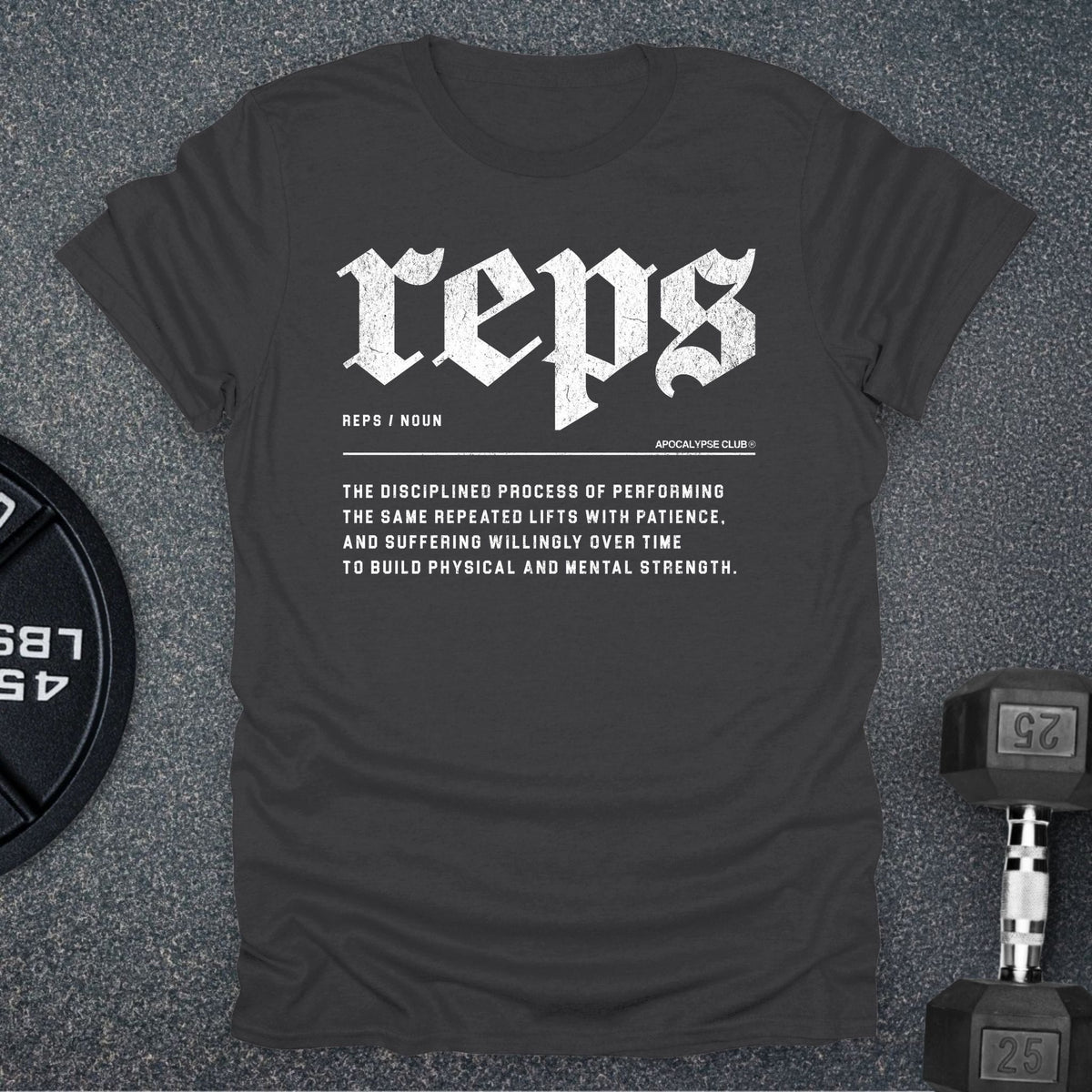 Apocalypse Club Reps Definition Charcoal gym t-shirt