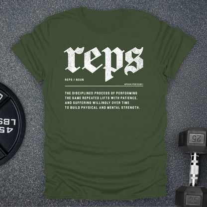 Apocalypse Club Reps Definition Military Green gym t-shirt