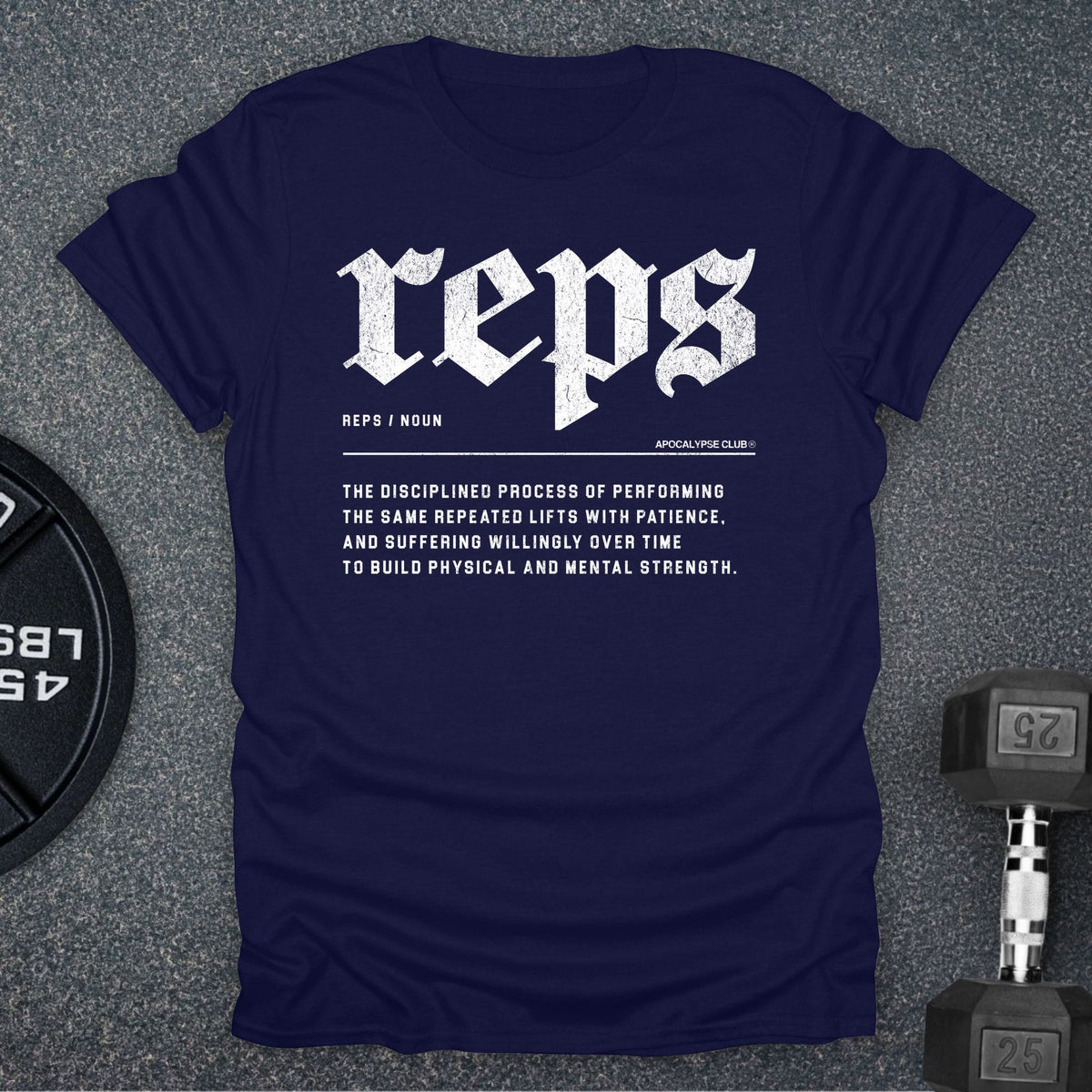 Apocalypse Club Reps Definition Navy gym t-shirt
