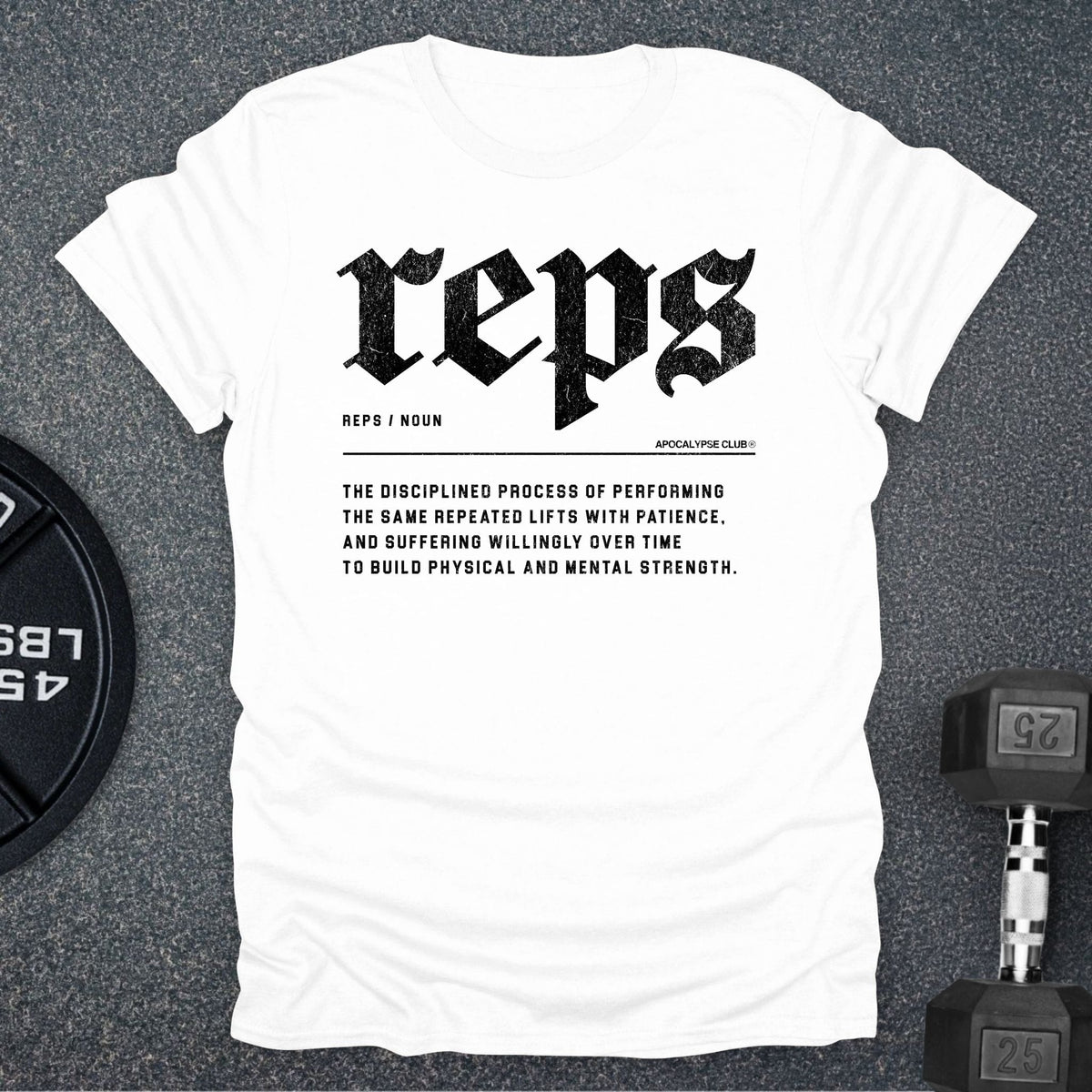 Apocalypse Club Reps Definition White gym t-shirt