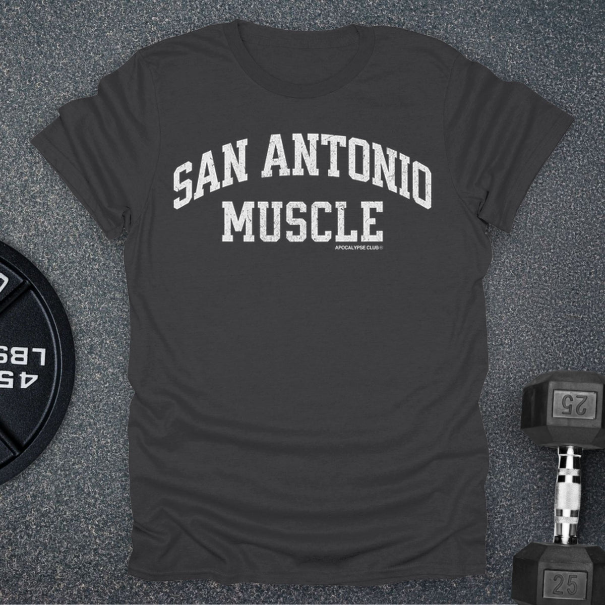 Apocalypse Club San Antonio Muscle Charcoal gym t-shirt