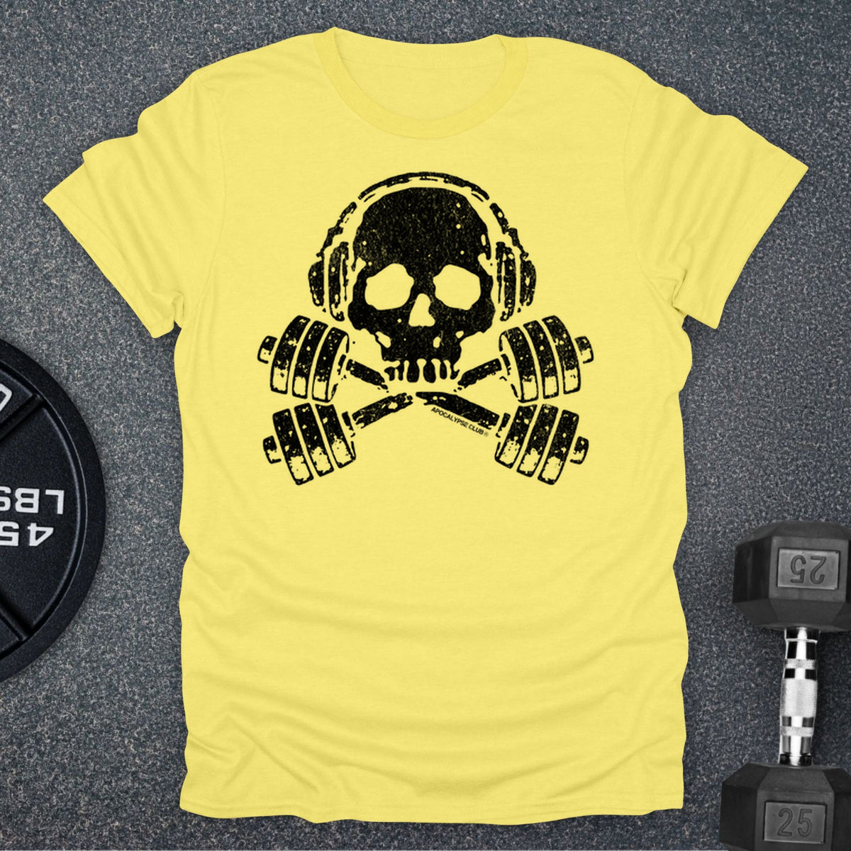 Apocalypse Club Skull And Crossbars Cornsilk gym t-shirt