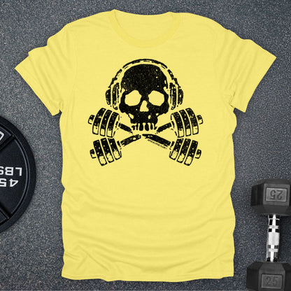 Apocalypse Club Skull And Crossbars Cornsilk gym t-shirt
