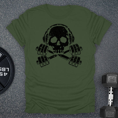Apocalypse Club Skull And Crossbars Military Green gym t-shirt