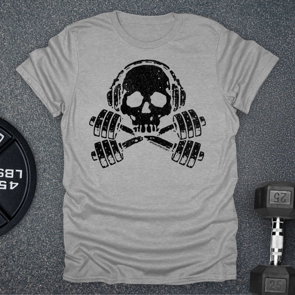 Apocalypse Club Skull And Crossbars Sport Grey gym t-shirt