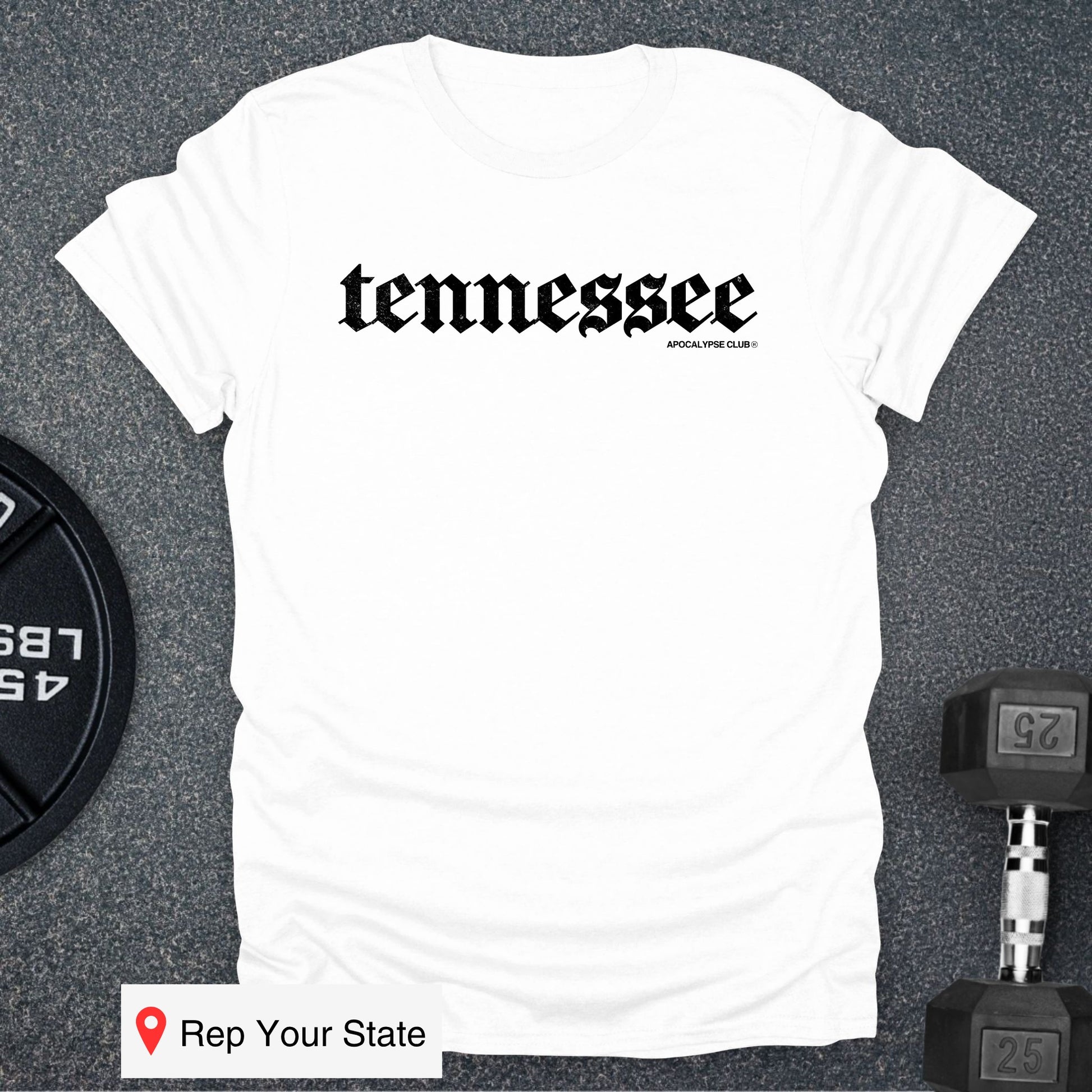 Apocalypse Club Tennessee DNA White gym t-shirt