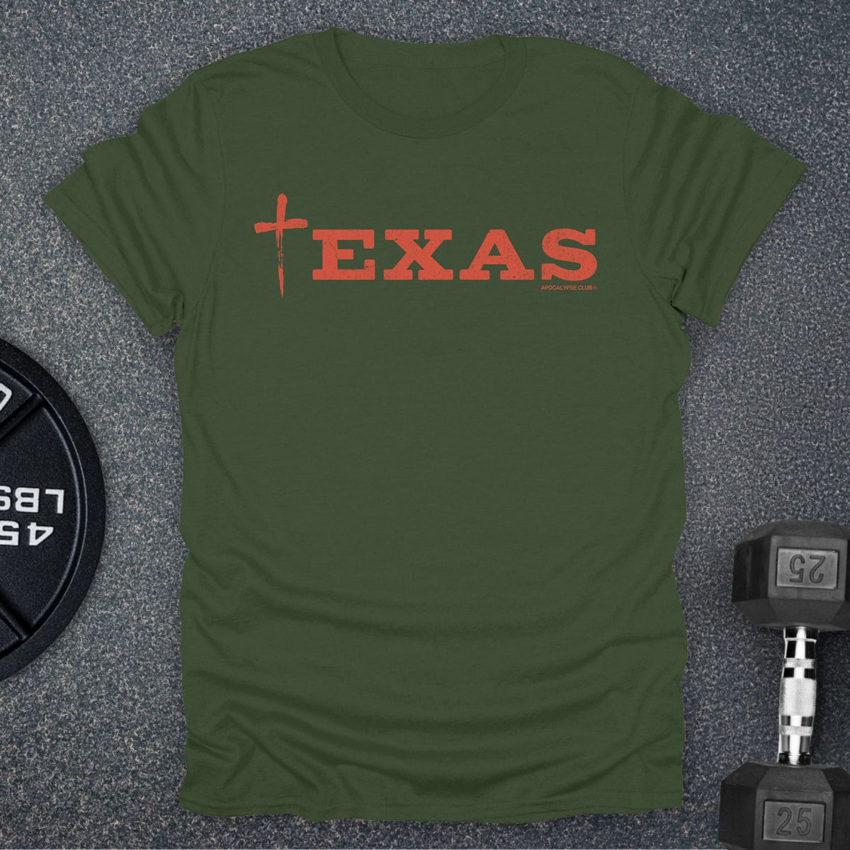 Apocalypse Club Texas Faith Military Green gym t-shirt