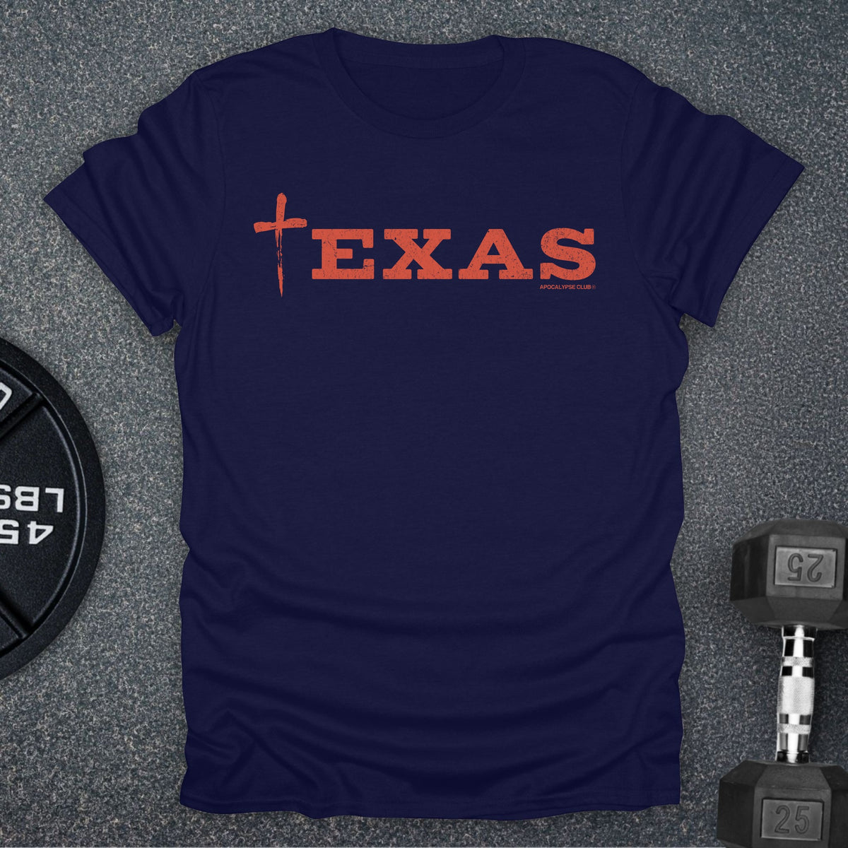 Apocalypse Club Texas Faith Navy gym t-shirt