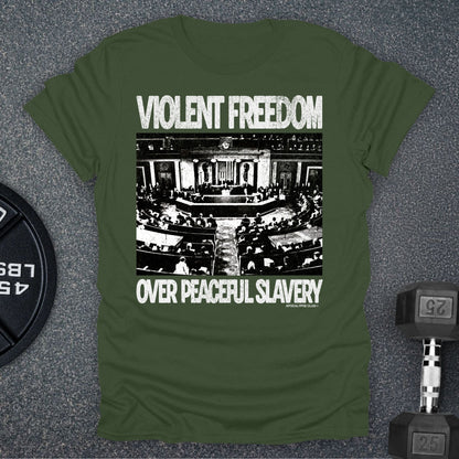 Apocalypse Club Violent Freedom Military Green gym t-shirt